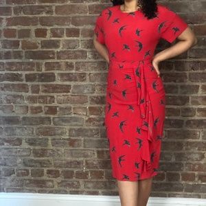 NWOT ASOS Petite Waterfall Dress in Swallow Print
